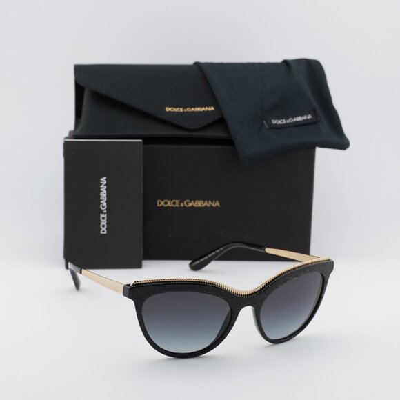 Dolce & Gabbana DG4335 32188G Cat Eye Sunglasses - Black/Gold/Grey - Picture 6 of 9